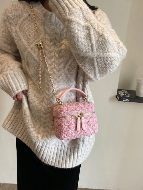 Shein - Mini Quilted Chain Crossbody Bag, Lightweight And Portable