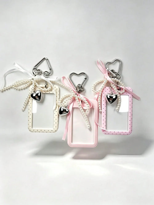 Shein - 1pc Fashion Polka Dot Print Card Holder Pendant