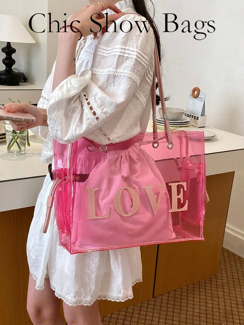 Shein - Large Capacity Transparent Jelly Shoulder Crossbody Bag