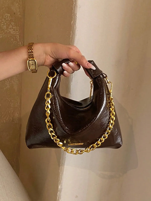 Shein - Pc Hollow Straw Woven Pu Patchwork Handheld Lid Star Pendant Drawstring + Detachable Brown Leather Shoulder Strap Zipper Closure Mini Underarm Bag