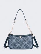 Shein - Dk Dkmg 1pc Faux Leather Letter Print Chain Strap Shoulder Bag