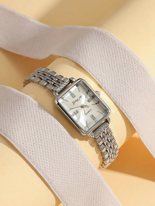 Shein - 1pc/set Stylish & Elegant Teenager Quartz Watch - Silver