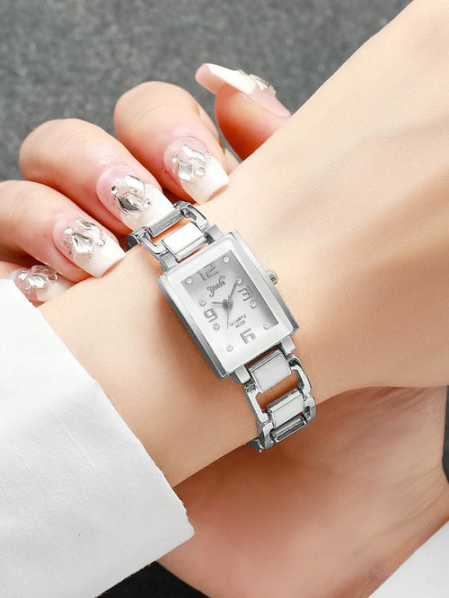 Shein - 1pc Women's Classic Fashion Square Dial Numeric Scale Quartz Wrist Watch