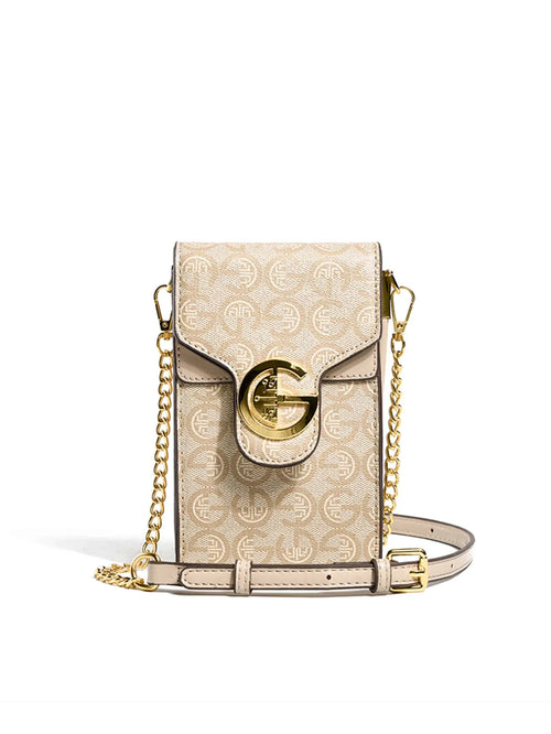 Shein - Women's Mini Vintage Letter Print Cell Phone Purse Chain Crossbody Bag