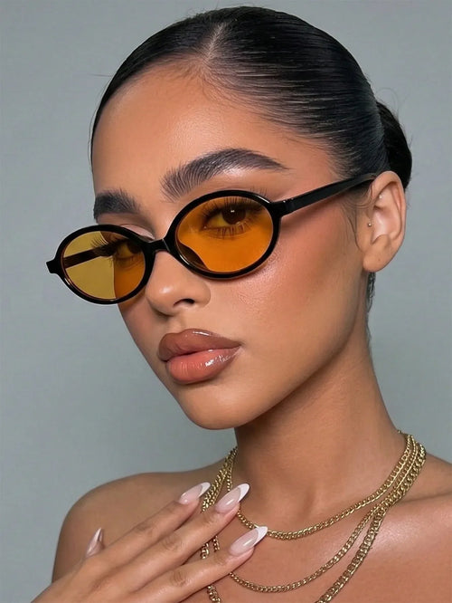 Shein - Women S Leopard Print Oval Pc Frame Vintage Fashion Glasses