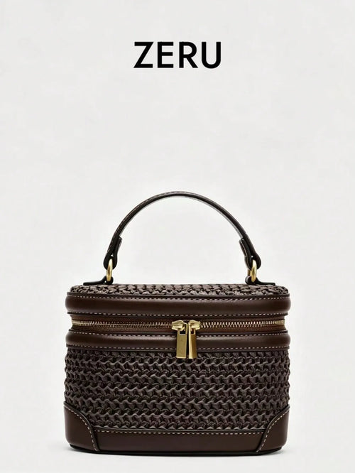 Shein - Minimalist Niche Woven Patchwork Box Bag