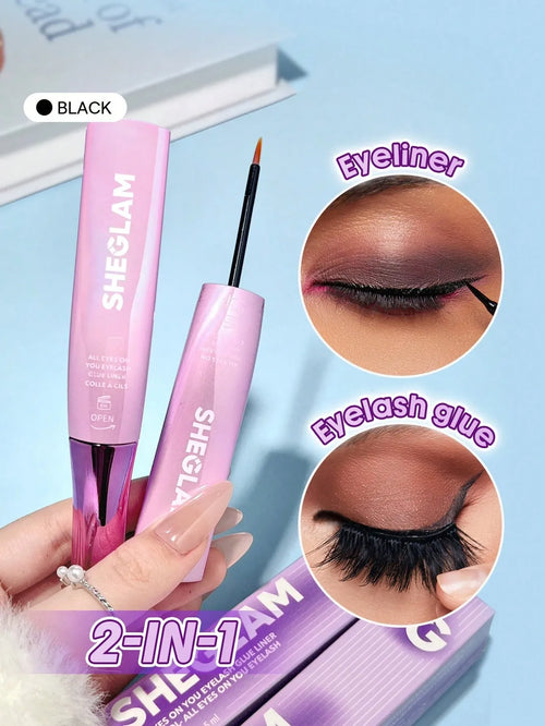 Shein Sheglam - All Eyes On You Eyelash Glue Liner-black 2 In 1 Waterproof Liquid Eyeliner False Eyelash Glue