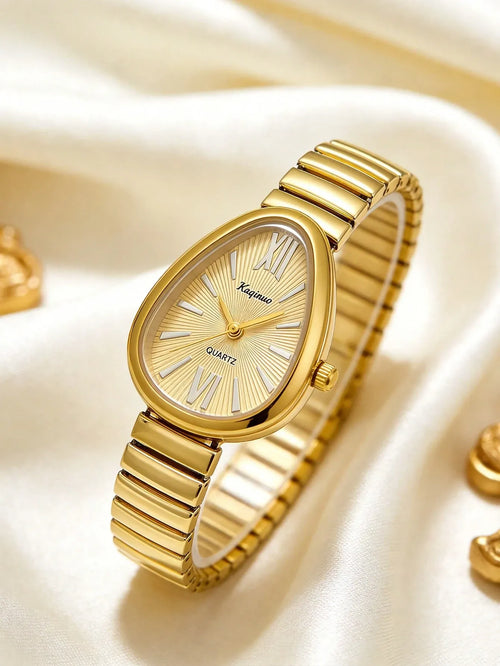Shein - 1pc Unique Elegant Prominent Snake Head Dial Women's Watch - Gold | Gold Dial