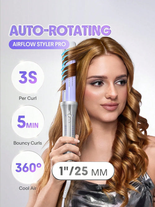 Shein Sheglam - Hair One Touch Airflow Styler Pro-25mm Silver-purplecool Air Auto-rotating Curling Iron - Long