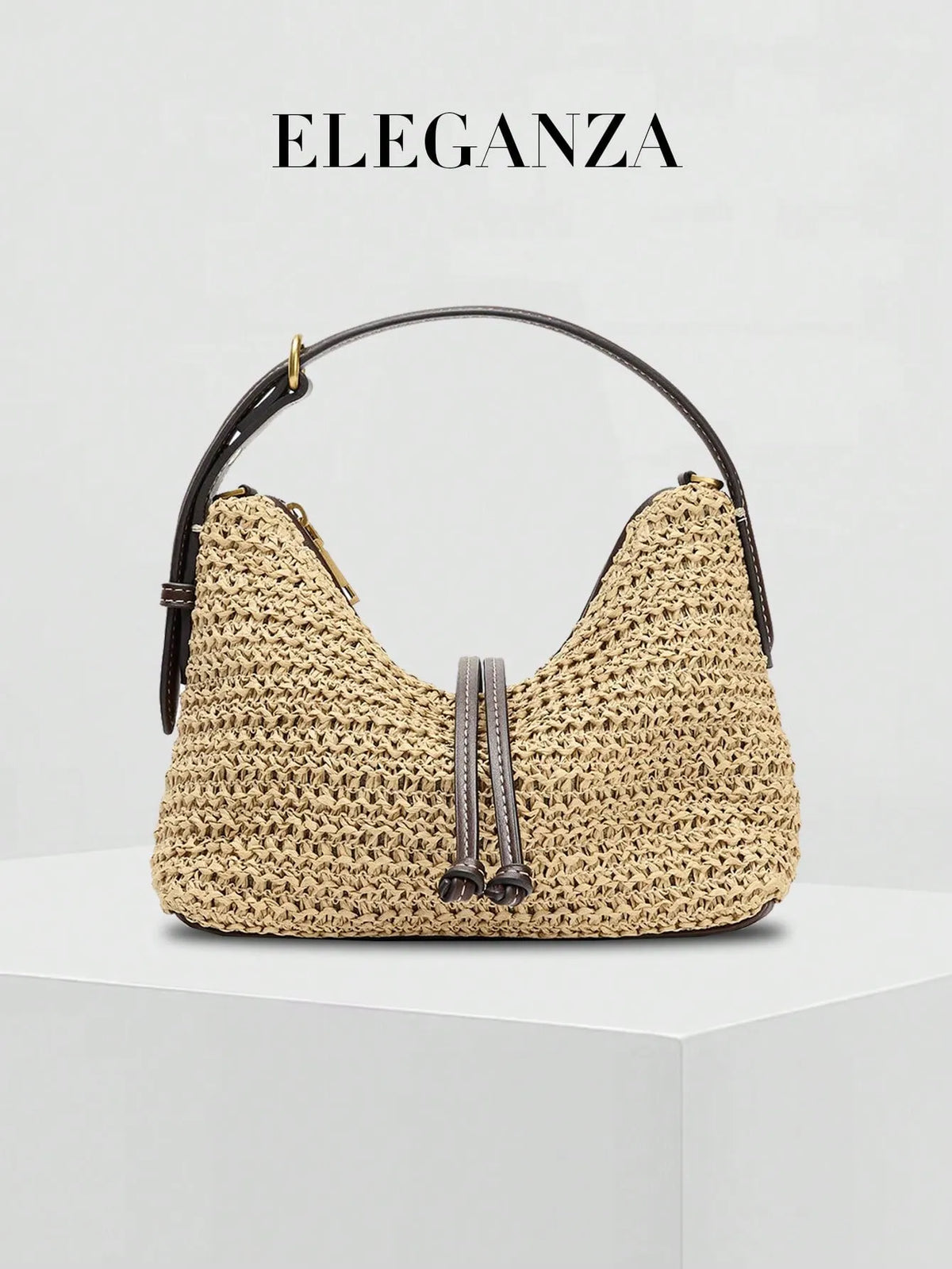 Shein - Glamine 1pc Apricot Summer New Fashion Straw Handbag