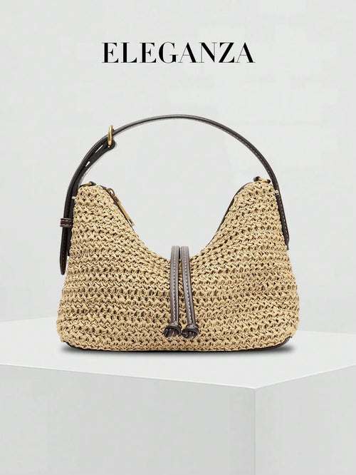 Shein - Glamine 1pc Apricot Summer New Fashion Straw Handbag