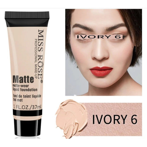 Miss Rose - Long Lasting Liquid Full Skin Coverage Soft Matte Foundation 37ml Ivory 6