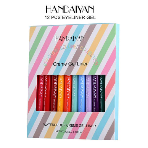 Handaiyan 12 Color Waterproof Eyeliner Gel Pencil Colorful Eye Liner Pen Long-lasting Makeup