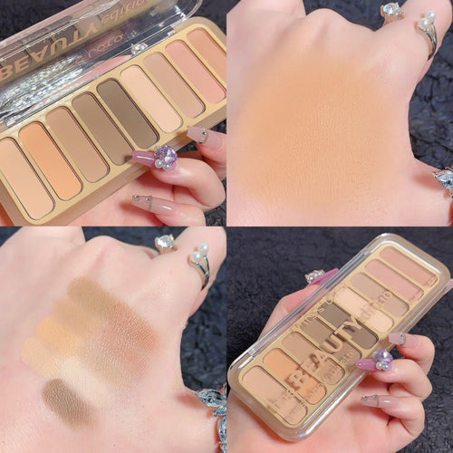 Miss Lara - 9-color Blush Highlighter Eyeshadow Tray Delicate Daily Makeup Long Lasting Natural Matte Eye Makeup 13.5g Ms-109-03