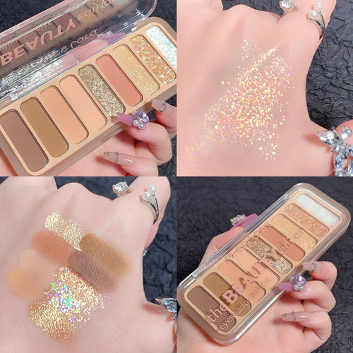 Miss Lara - 9-color Blush Highlighter Eyeshadow Tray Delicate Daily Makeup Long Lasting Natural Matte Eye Makeup 13.5g Ms-109-04
