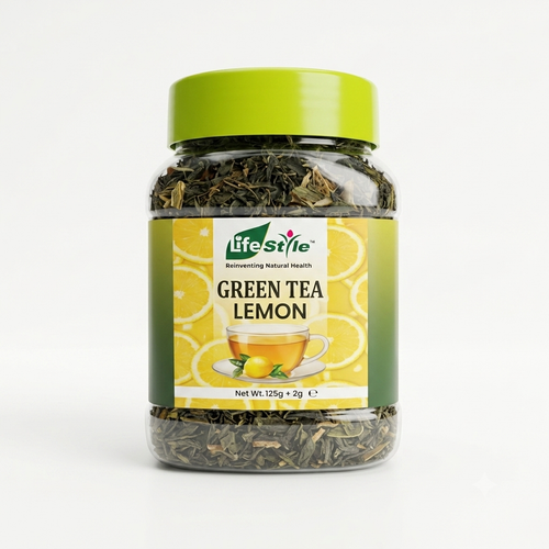 LIFESTYLE GREEN TEA LEMON JAR 125GM