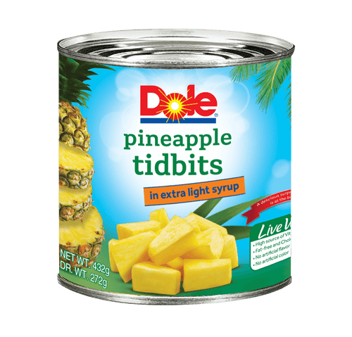 DOLE PINEAPPLE TIDBITS TIN 432 GM