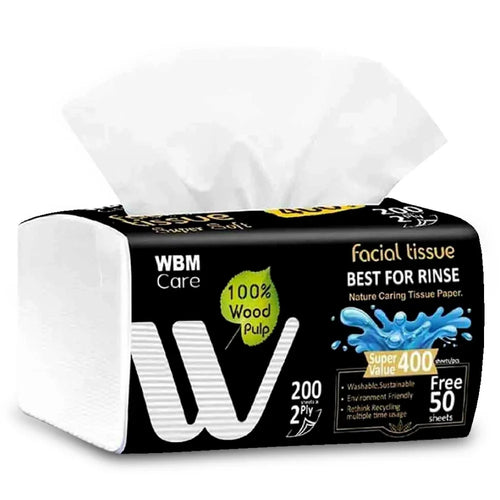 Wbm - Medium Facial Tissue Tea Tree - 200 Sheets