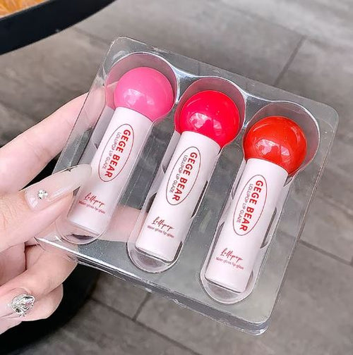 Gege Bear 3pcs Lollipop Candy Water Lip Gloss Set Glaze Set Shiny Water Mist Lipstick